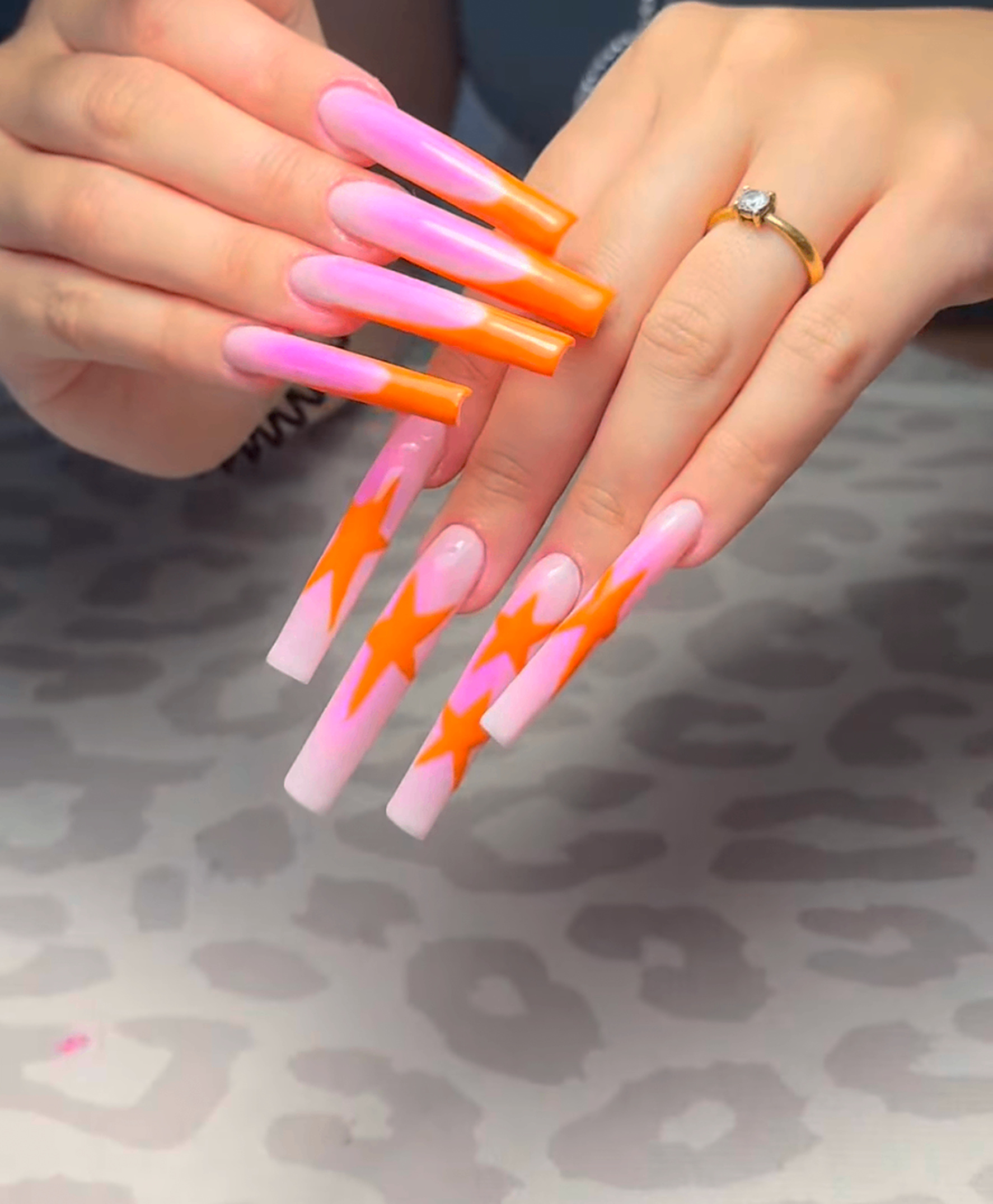 Rose & orange · étoiles XL